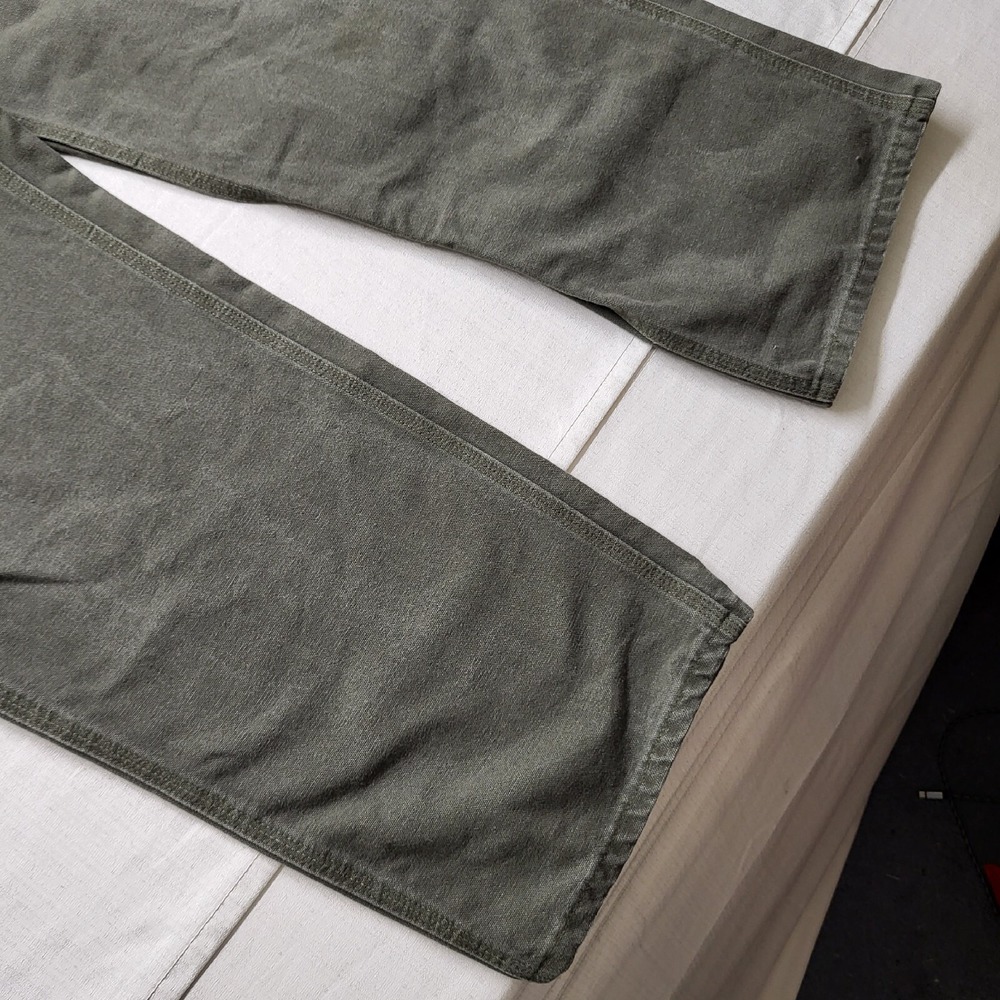 Carhartt Canvas Work Pants Mens Actual 36/33 Green Relaxed Carpenter Distressed - Picture 10 of 16